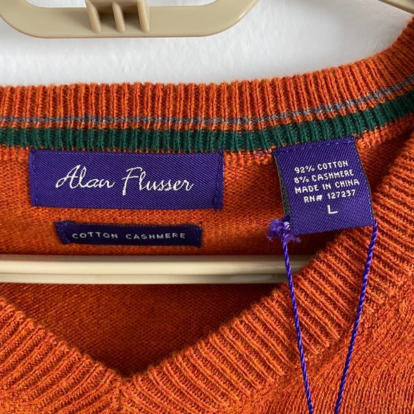 Alan Flusser Fine Cashmere Vneck Sweater Orange - Picture 5 of 8